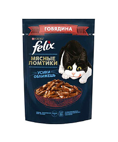 Корм для взрослых кошек FELIX Мясные ломтики, с говядиной в соусе (75г) 238x286 в Материке