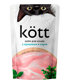 Корм для кошек ТМ KOTT с кроликом в соусе, пауч (75г)