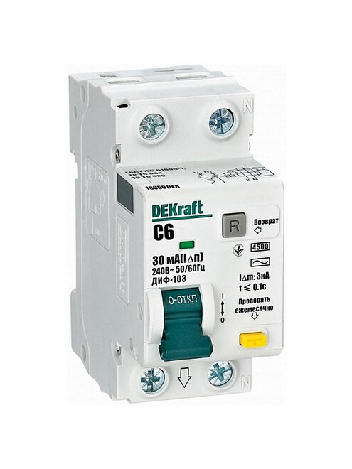 Дифавтомат DEKraft ДИФ-103 1П+Н 6А/30мА 495x660 Дифавтомат DEKraft ДИФ-103 1П+Н 6А/30мА 495x660 в Материке