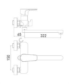 Смеситель EVO 7121297С-35L(F) (для ванны, длинный излив) с душ.комплектом