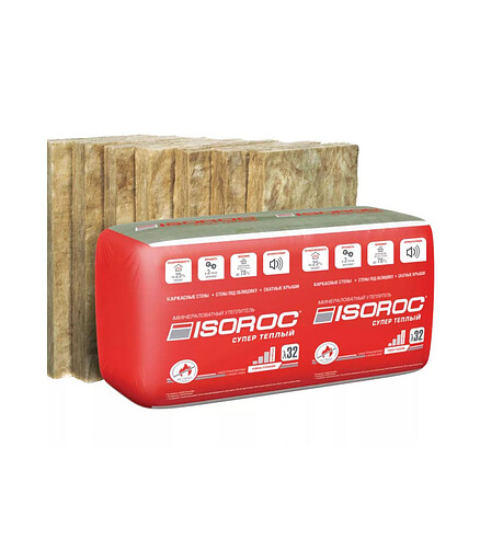 Изоляция ISOVER ISOROC super warm 50х610х1000/Y/C, (26кг/м3), 6.10м2 438x503 в Материке