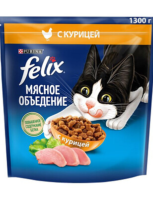 Корм для кошек FELIX Мясное объедение, курица (1,3кг) 238x286 в Материке