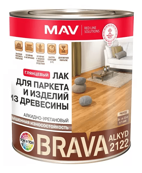 Лак BRAVA АУ-2122 паркетный алкидно-уретановый глянцевый, 0,7кг 495x660 Лак BRAVA АУ-2122 паркетный алкидно-уретановый глянцевый, 0,7кг 495x660 в Материке