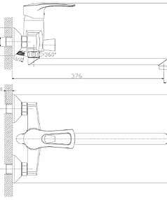 Смеситель ROSSINKA T40-32 (для ванны, длинный излив 350мм)