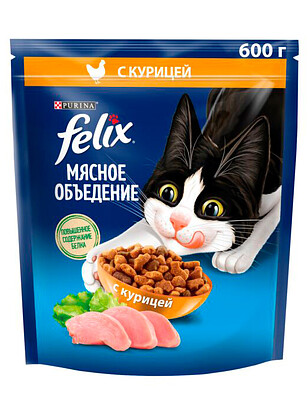 Корм для кошек FELIX Мясное объедение, курица (0,6кг) 238x286 в Материке