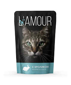 Корм для кошек ТМ L"AMOUR с кроликом в соусе, пауч (75г)