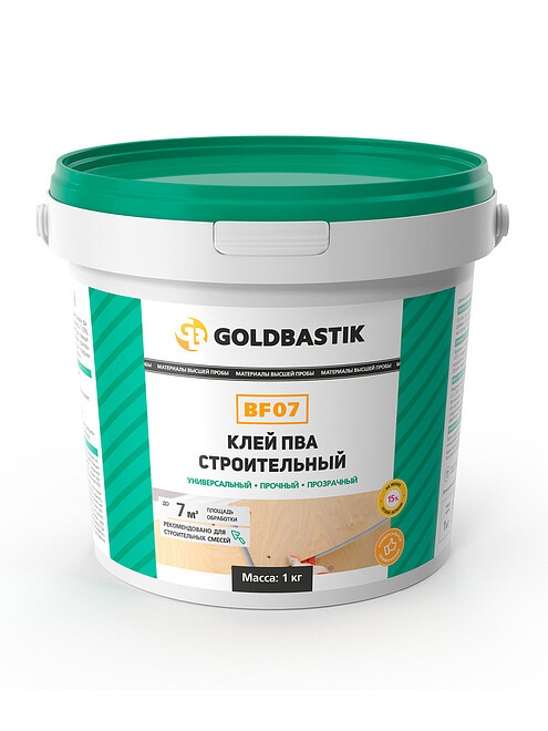 Клей GOLDBASTIK BF07 ПВА строительный, 1кг 495x660 Клей GOLDBASTIK BF07 ПВА строительный, 1кг 495x660 в Материке