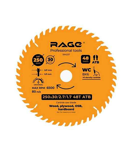 Диск пильный RAGE 250мм 48зуб. 438x503 в Материке
