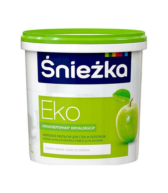 Краска SNIEZKA EKO белая матовая, 1л 586x674 Краска SNIEZKA EKO белая матовая, 1л 586x674 в Материке
