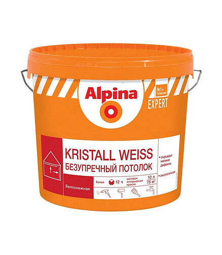 Краска Alpina EXPERT Kristall Weiss, 10л 438x503 в Материке