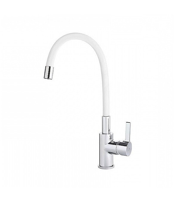 Смеситель L4898-3 (для кухни) с гибким изливом, белый 586x674 в Материке