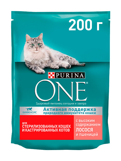 Корм для кошек Purina ONE для стерилизованных, лосось и пшеница (0,2кг) 495x660 Корм для кошек Purina ONE для стерилизованных, лосось и пшеница (0,2кг) 495x660 в Материке