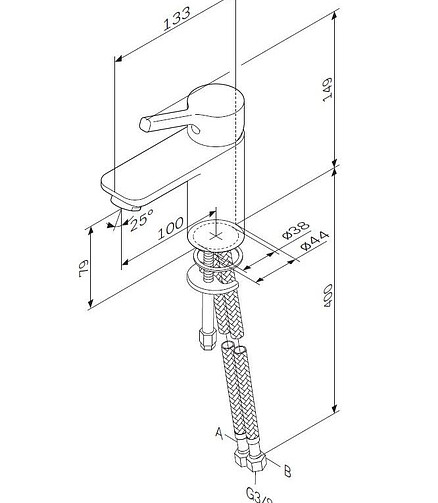 Смеситель X-JOY S F85B02100 (для умывальника) излив 100мм 438x503 в Материке - Вариант 4