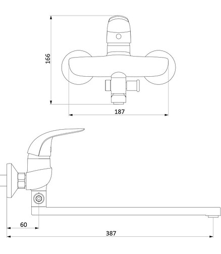 Смеситель PALACE BIT 319500000 (для ванны, длинный излив) с душ.комплектом 438x503 в Материке - Вариант 2