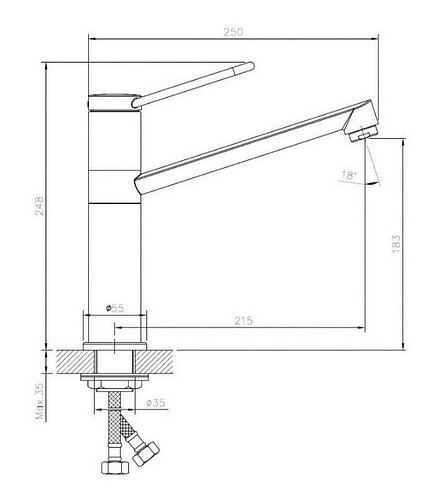 Смеситель TOKITO KANDA TOK-KAN-1012 (для кухни) с поворотным изливом 438x503 в Материке - Вариант 2