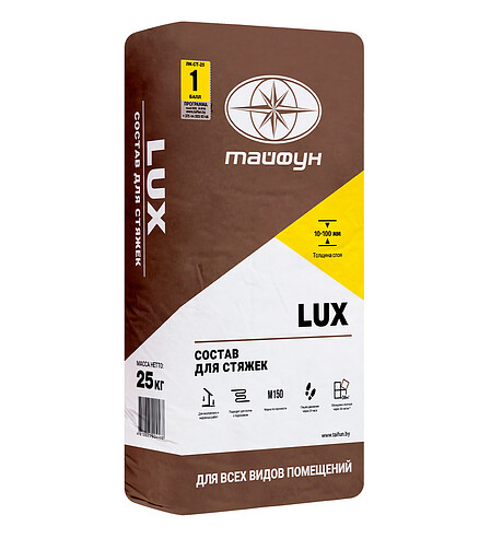 Стяжка Тайфун LUX цементная 10-100мм, 25кг 438x503 в Материке