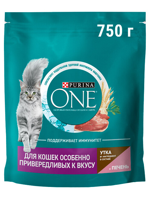 Корм для кошек Purina ONE для привередливых, утка, печень (0,75кг) 495x660 Корм для кошек Purina ONE для привередливых, утка, печень (0,75кг) 495x660 в Материке