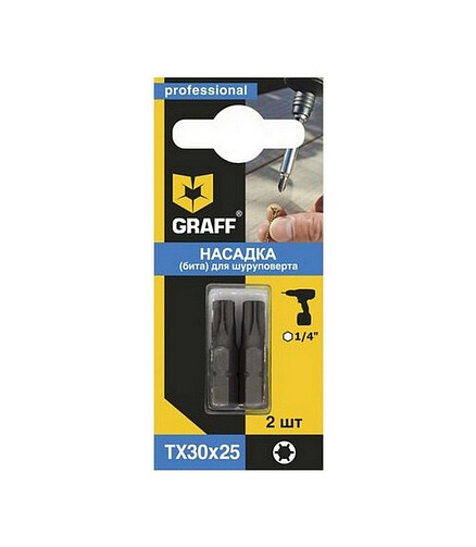 Бита ударная GRAFF T30 25мм 2шт/уп. 438x503 в Материке