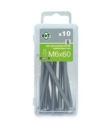Болт 6-гранный M6х70, DIN933, НЕРЖ. СТАЛЬ, ЕКТ (уп=10шт) 438x503 в Материке