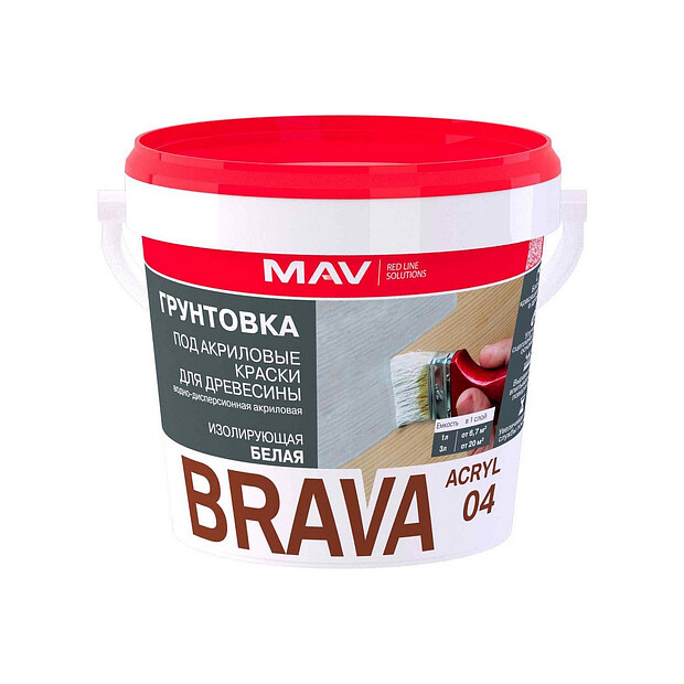 Грунт BRAVA ACRYL 04 для дерева акриловый 1л