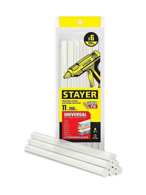 Стержни клеевые STAYER 2-06821-T-S06 11х200мм бесцв. 6шт/уп. 495x660 Стержни клеевые STAYER 2-06821-T-S06 11х200мм бесцв. 6шт/уп. 495x660 в Материке