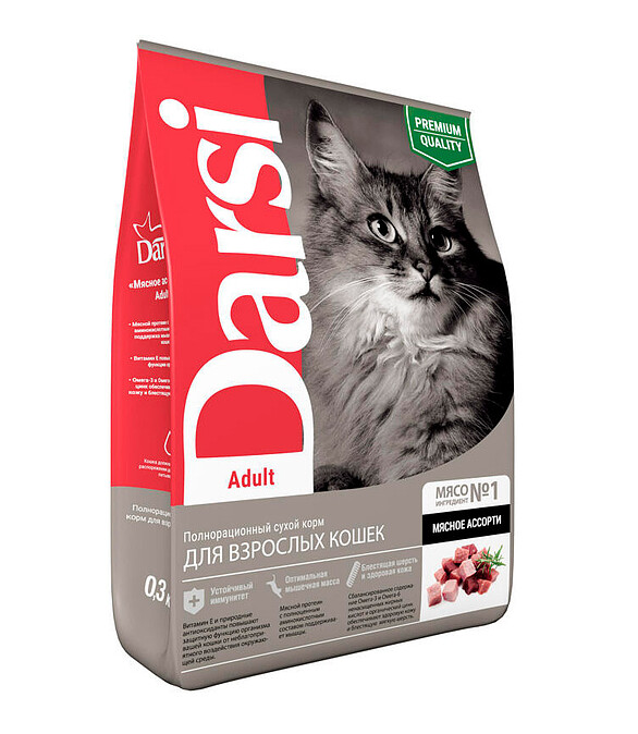 Корм для кошек Darsi Adult Мясное ассорти (0,3кг) 586x674 в Материке