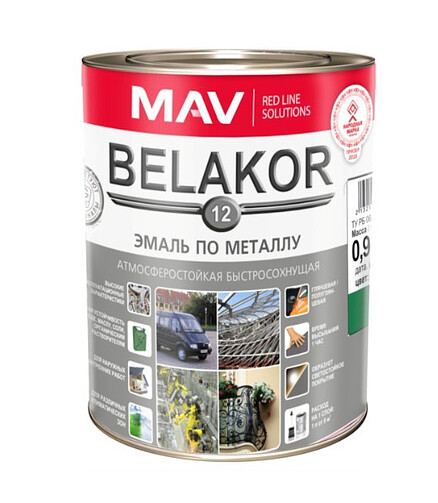 Эмаль BELAKOR 12 быстросохнущая белая, 0,9кг 438x503 в Материке