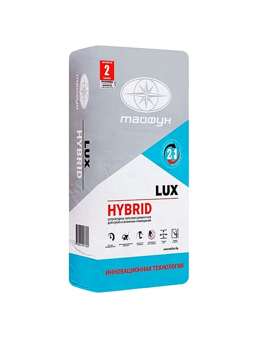 Штукатурка Тайфун LUX Hybrid гипсово-цементная, 30кг 495x660 Штукатурка Тайфун LUX Hybrid гипсово-цементная, 30кг 495x660 в Материке