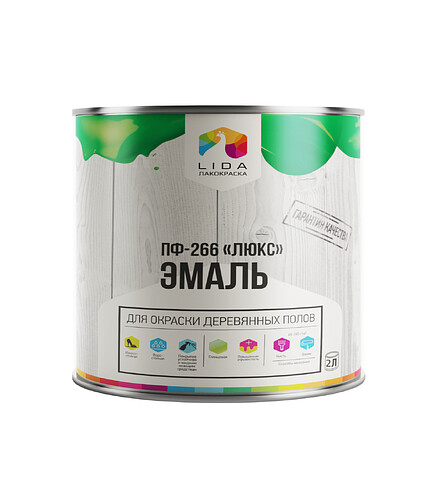 Эмаль LIDA ПФ-266 Люкс желто-коричневая, 2кг 438x503 в Материке