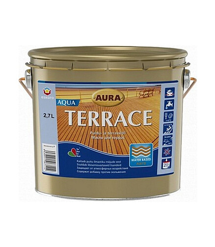 Масло для террас Aura Terrace Aqua бесцветный, 2,7л 438x503 в Материке