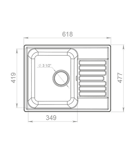 Мойка QUARZ GF-Z 13 (ECO 13), 620х480мм бежевый (без сифона) 438x503 в Материке - Вариант 2