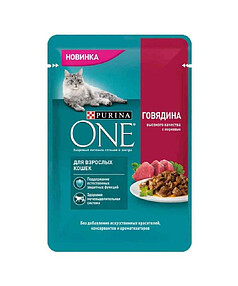 Корм для кошек Purina ONE с говядиной выс. качества и морковью (75г)