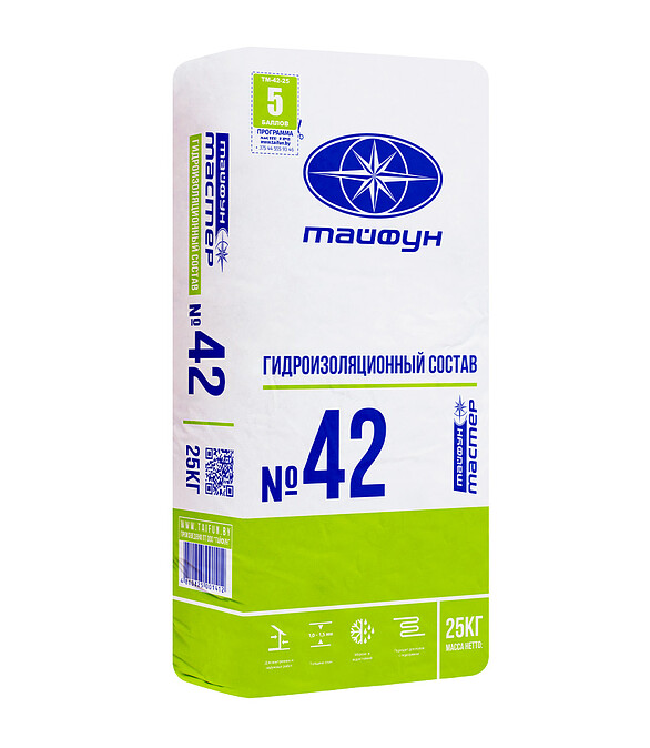 Смесь Тайфун Мастер № 42 гидроизоляционная, 25кг 586x674 Смесь Тайфун Мастер № 42 гидроизоляционная, 25кг 586x674 в Материке