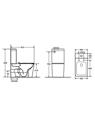 Унитаз-компакт GELBACH 001 БЕЛ.ГЛ. безобод.антибак.покр. GEBERIT 3/6 SLIM Dur. 238x286 в Материке - Вариант 3