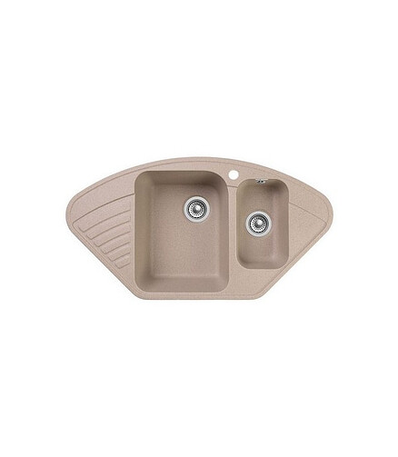 Мойка QUARZ GF-Z 14 (ЕСО-14) угловая 1,5 чаши, 930х500мм песок (без сифона) 438x503 в Материке