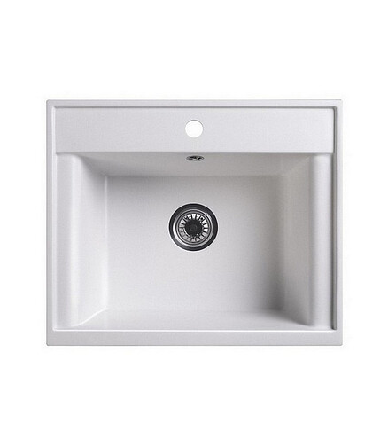 Мойка SG-REC-6050 600х500мм иск.мрамор-БЕЛЫЙ КВАРЦ с выпуском 438x503 в Материке