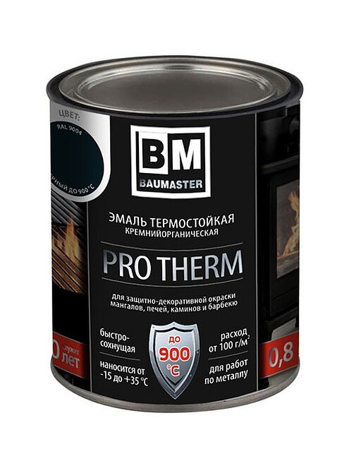 Эмаль BAUMASTER термост. черная матовая RAL9004 до 900°С, 0,4кг 495x660 Эмаль BAUMASTER термост. черная матовая RAL9004 до 900°С, 0,4кг 495x660 в Материке