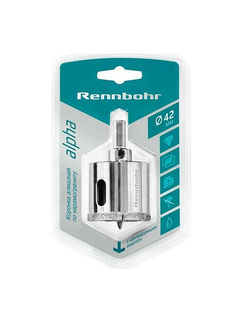 Коронка алмазная по керамограниту RENNBOHR 42мм 495x660 Коронка алмазная по керамограниту RENNBOHR 42мм 495x660 в Материке
