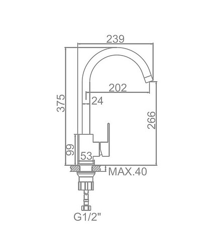 Смеситель L74016 (для кухни) нерж.сталь 438x503 в Материке - Вариант 2