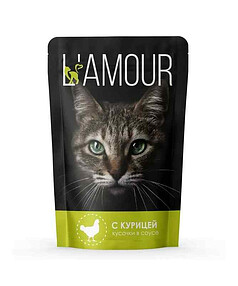 Корм для кошек ТМ L"AMOUR с курицей в соусе, пауч (75г)