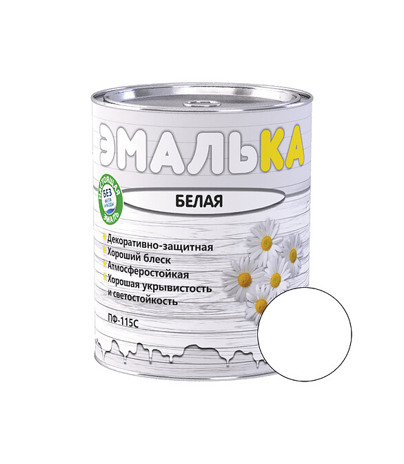 Эмаль ПФ-115С ЭМАЛЬКА белая 0,85кг 586x674 в Материке