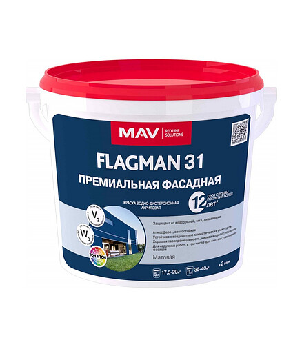 Краска МАВ FLAGMAN 31 фасадная, 7кг 438x503 в Материке