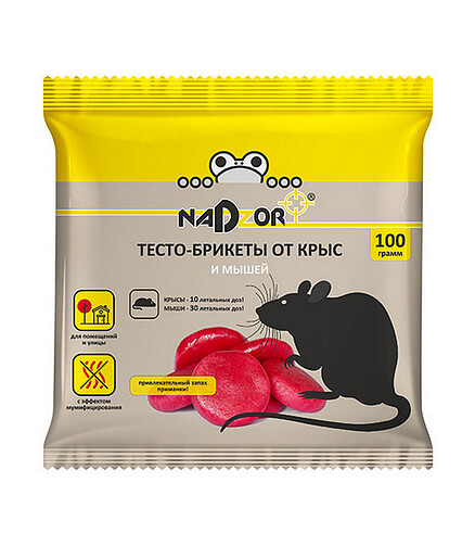 Средство Тесто-Брикет от крыс и мышей (100г) Nadzor 438x503 в Материке