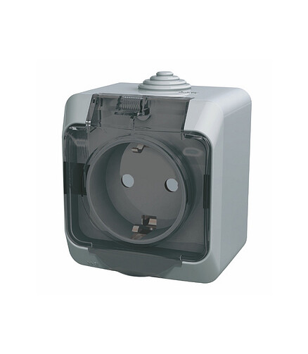Розетка ЭТЮД PA16-044C 1мест. IP44 серый 438x503 в Материке