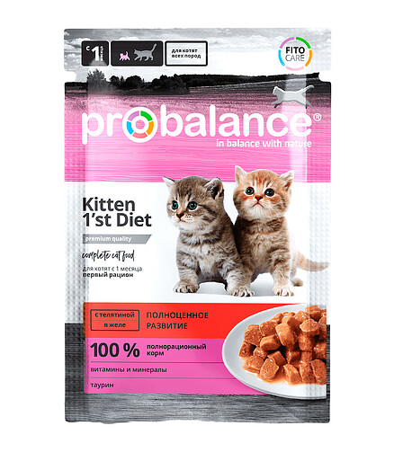 Корм для котят ProBalance Kitten 1"st Diet телятина, желе (85г) 438x503 в Материке