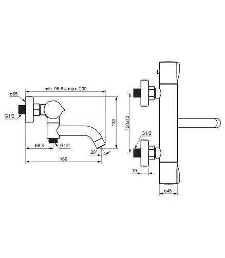 Смеситель SCANDINAVIAN PURE 363000300 термостат (для ванны, кор.излив) черный 438x503 в Материке - Вариант 2