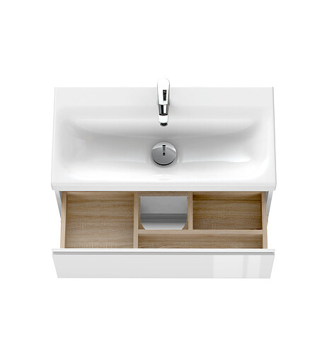 Тумба MODUO SLIM 80 подвесная белая 438x503 в Материке - Вариант 2