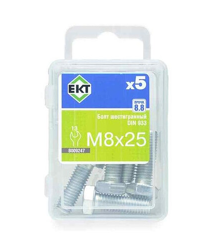 Болт 6-гранный 8х 25, цинк, прочн. 8.8 DIN 933 (уп=5шт) 438x503 в Материке