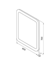 Зеркало EDIFICE 800х700мм: сенсорный выключатель, LED подсветка, термообогрев
