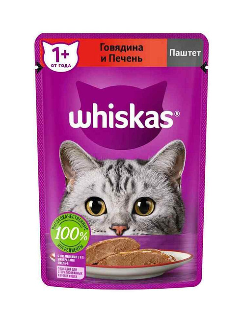 Корм для кошек WHISKAS говядина и печень, паштет (75г) 495x660 Корм для кошек WHISKAS говядина и печень, паштет (75г) 495x660 в Материке